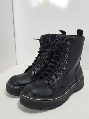 Sincerely Jules Harley Boots Black Leather Combat Lace Up Platform